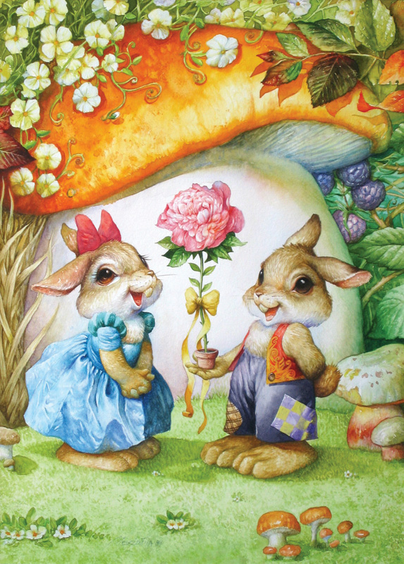 Rabbits and Rose