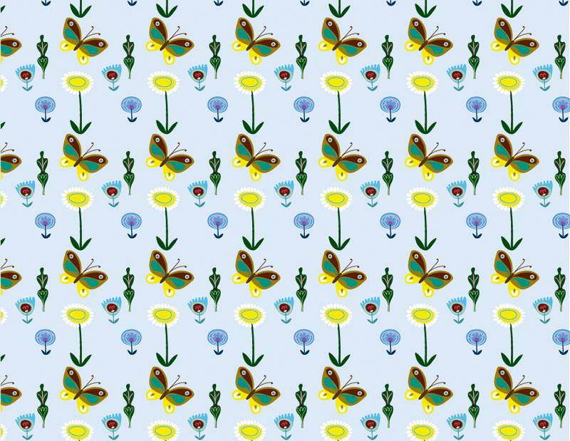 Pattern 3 blue butterflies