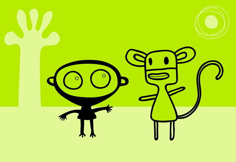 Monkey and Boy in Green