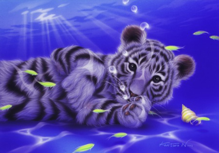 Mother Ocean 9-white tiger cub