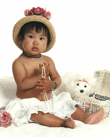 Toddler in Pearls