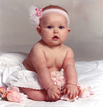 Baby With Pink Net Headband