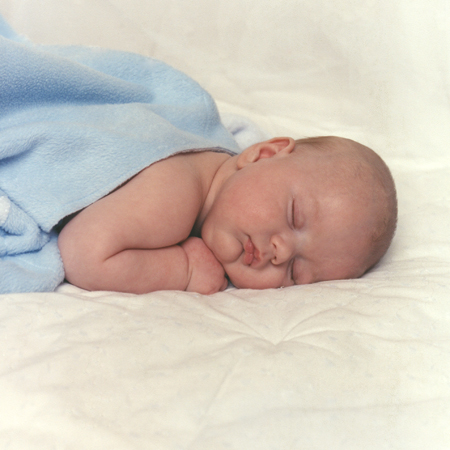 Sleeping Babe in Blue Fleece