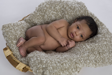 Baby on Woven Pillow