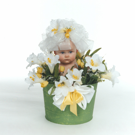 Baby With Lillies and Tulips