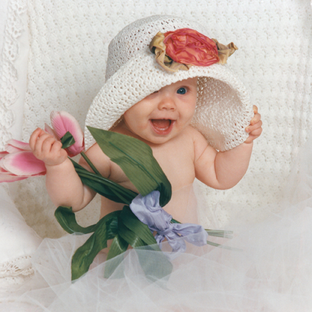 Baby in Crochet Sun Hat