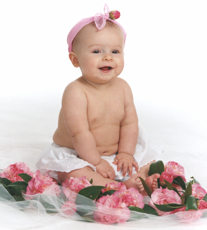 Baby Sitting in Pink Blossoms