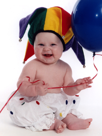 Baby Clown and Blue Balloon