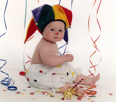 Baby Clown and Streamers