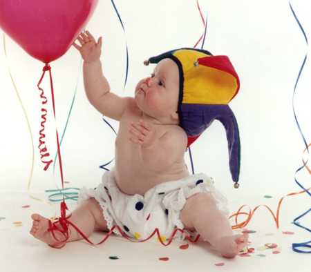 Baby Clown and Pink Balloon