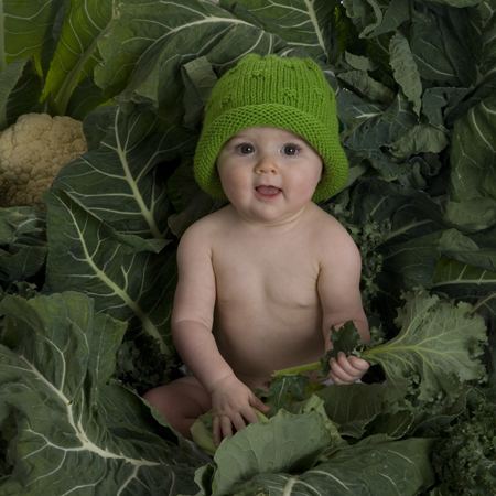 Playing Among Veggie Leaves