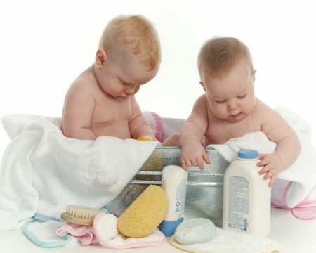 Two Babies Bathing