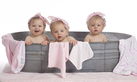 Three Toddlers in Metal Bath