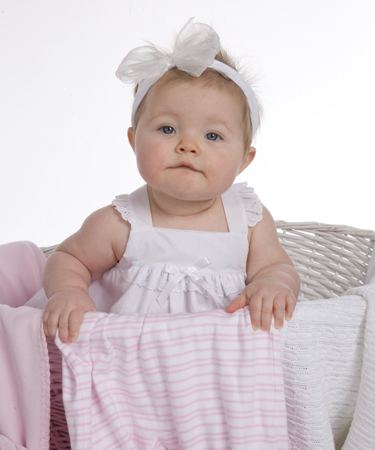 Baby with Bow in Basket