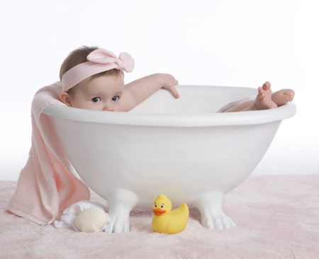 Toddler in White Bath