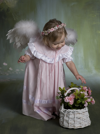 Pink Angel and Flowers