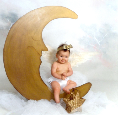 Baby Angel and Moon