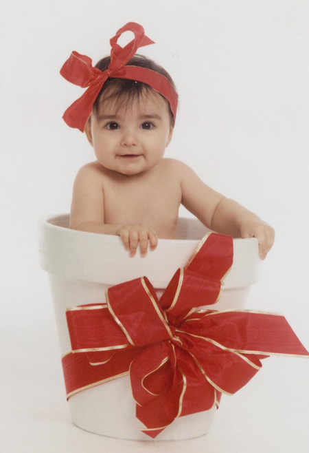 Baby in Pot with Bow