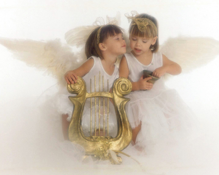 Two Angels with Harp