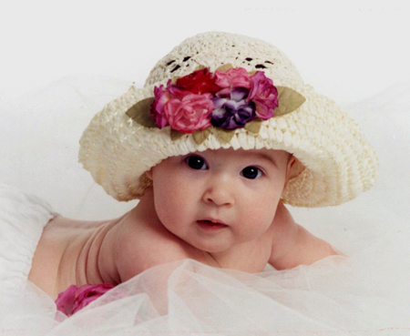 Baby in Flowered Hat