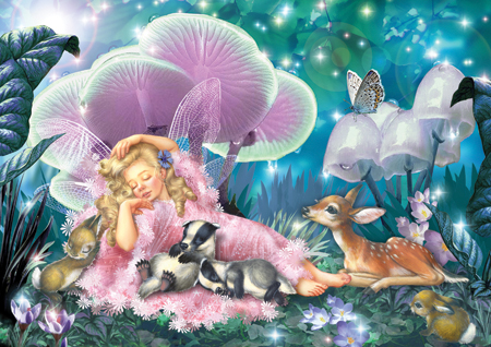 Fairy Asleep & Baby Badgers