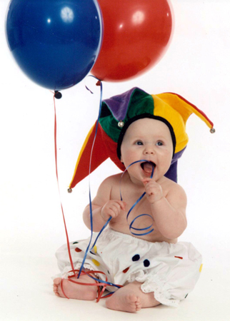 Baby Jester With Balloons