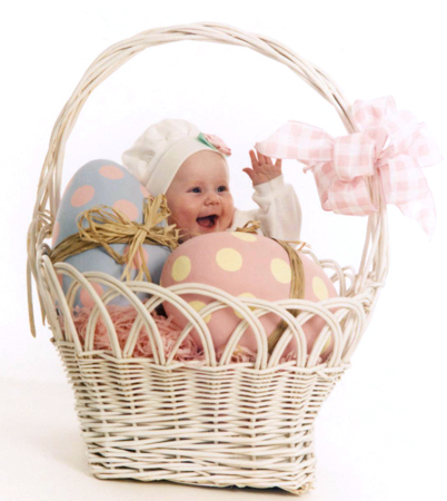 Baby Playing in Easter Basket