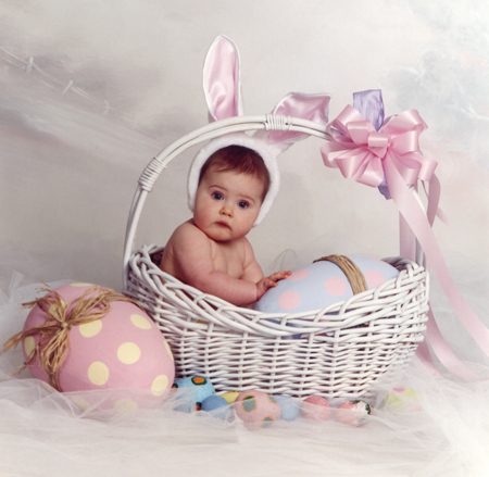 Baby Easter Bunny in Basket