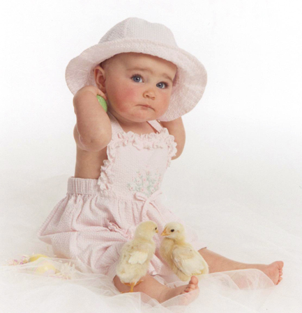 Baby With Two Easter Chicks