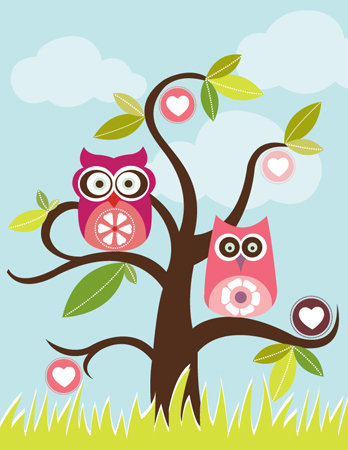 Love Birds In Tree