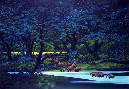 Midnight Forest Elephants