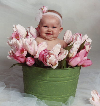 Toddler in Tulips