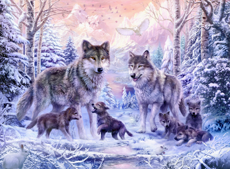 Winter Wolf Family