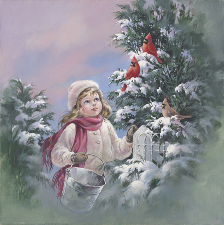 Young Girl & Winter Birds