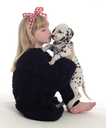 Girl Kissing Dalmation Pup MF1221