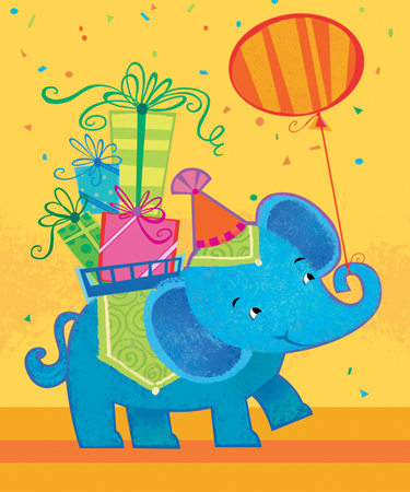 Elephant with Presents and Balloon