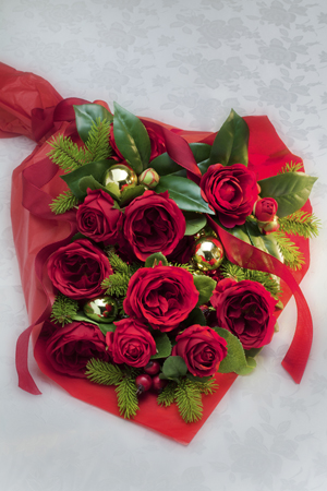 Bouquet of Red Roses on a White Background C849