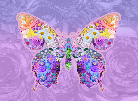 Purple Floral Butterfly