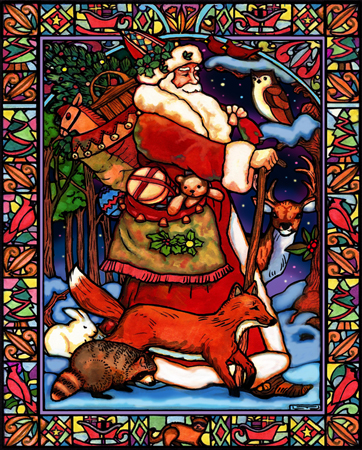 Stained Glass Window Santa