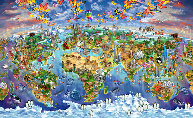 World Wonders Illustrated Map