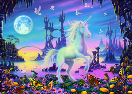 Moonlight Unicorn and Butterflies