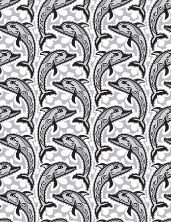 Black and White Dolphin Pattern