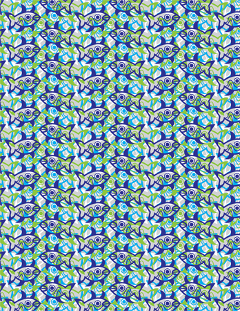 Blue and Green Fish Pattern