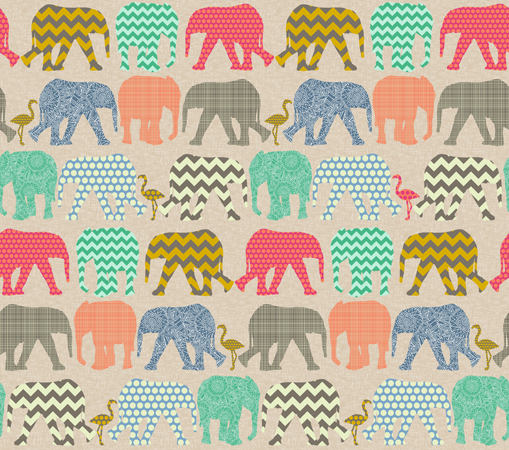 Baby Elephants and Flamingos