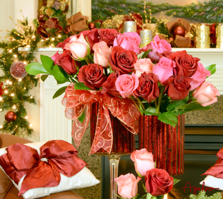 Christmas Red Rose Arrangements