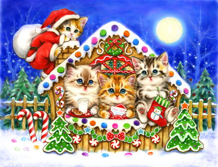 Gingerbread House Cats