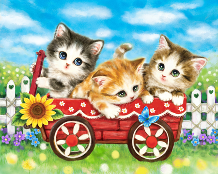 Kittens in Wagon