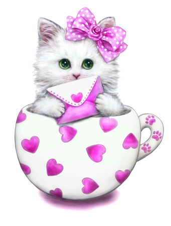 Cup Kitty Hearts