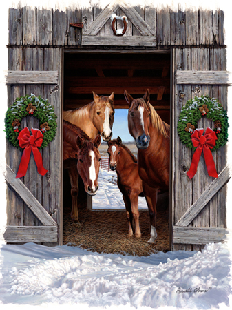 Horses in Barn Door cps268