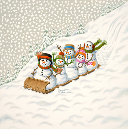 Tobogganing Snowmen cps305